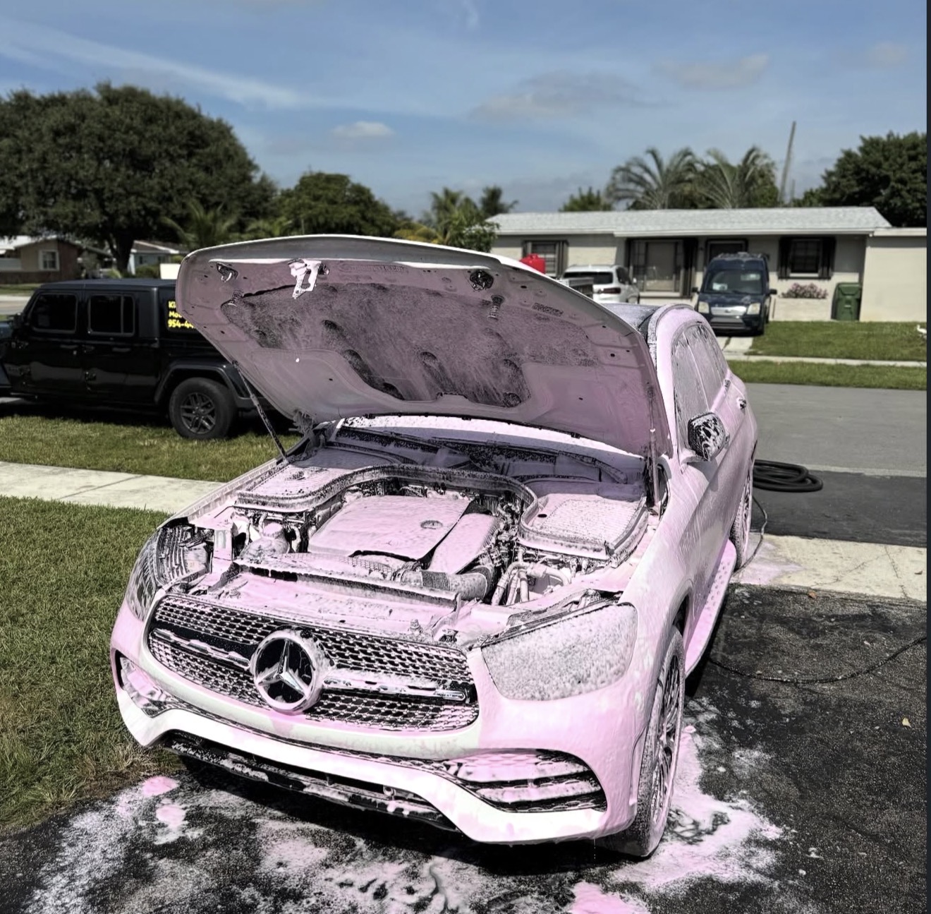 Mercedes before detail - foam wash