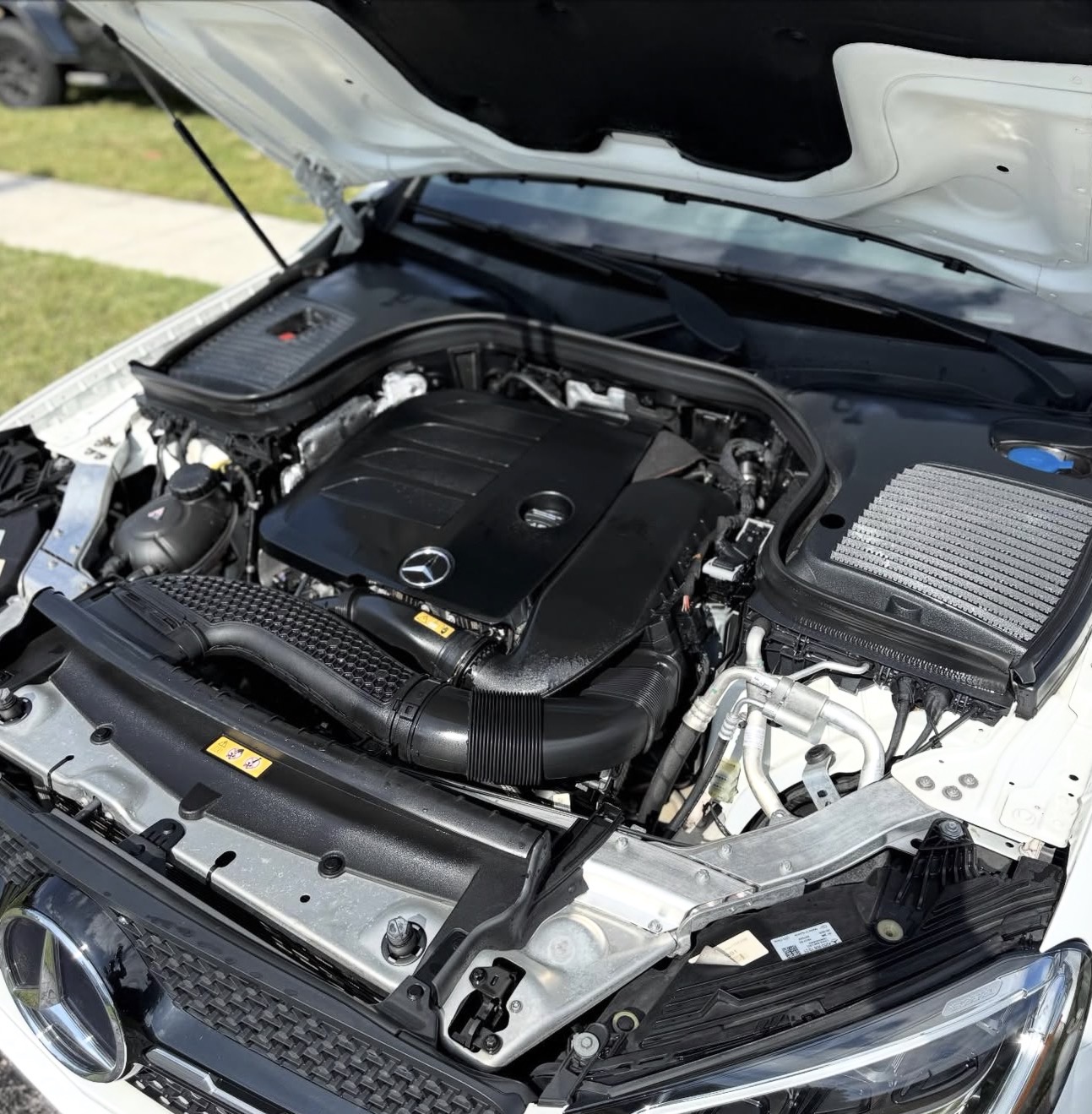 Mercedes engine bay after detail