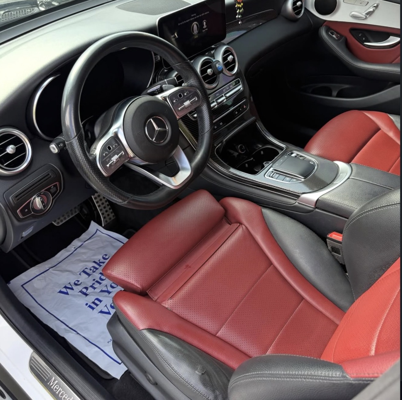 Mercedes red leather interior after detail