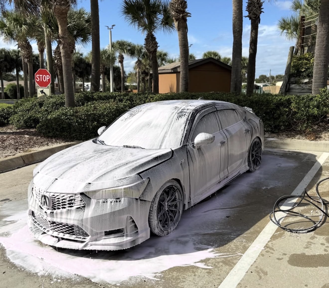 Acura Integra before detail - foam wash